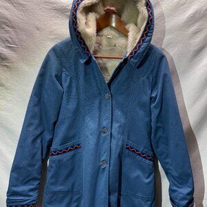 Vintage Betty Best Hooded Coat | Faux Fur Lined | Blue | Size 14 | Climette Inc.